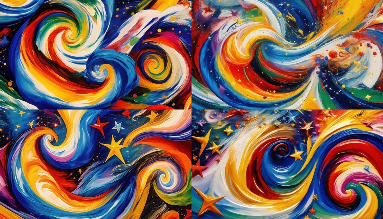 Abstract Expressionism of Swirling Vortices and Stars