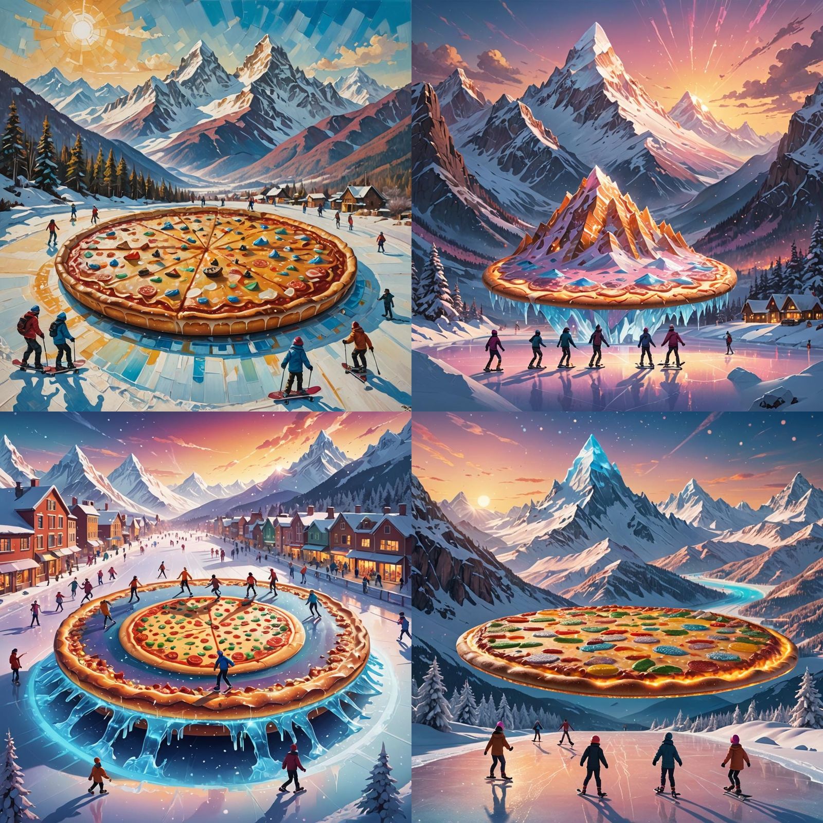 Kids Skating on a Frozen Pizza