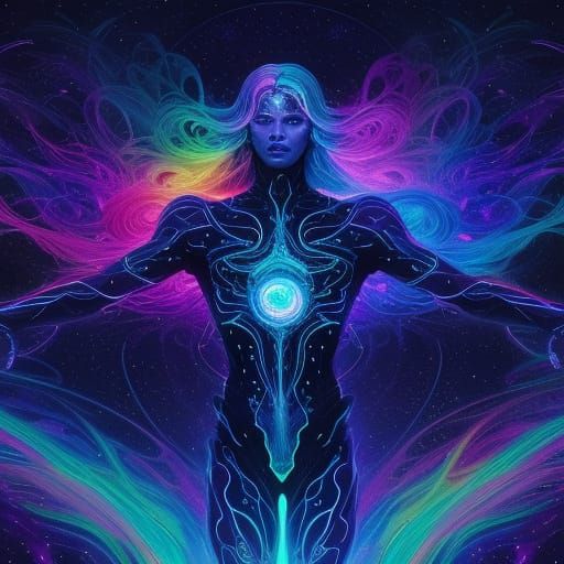 Cosmic Avatar Floats in Astral Space