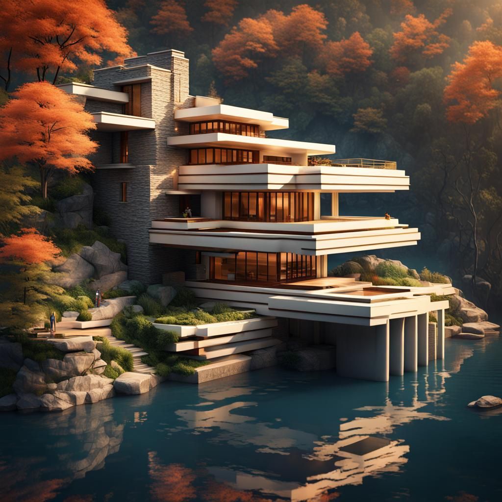 Art Deco Floating Mansion with Astronaut