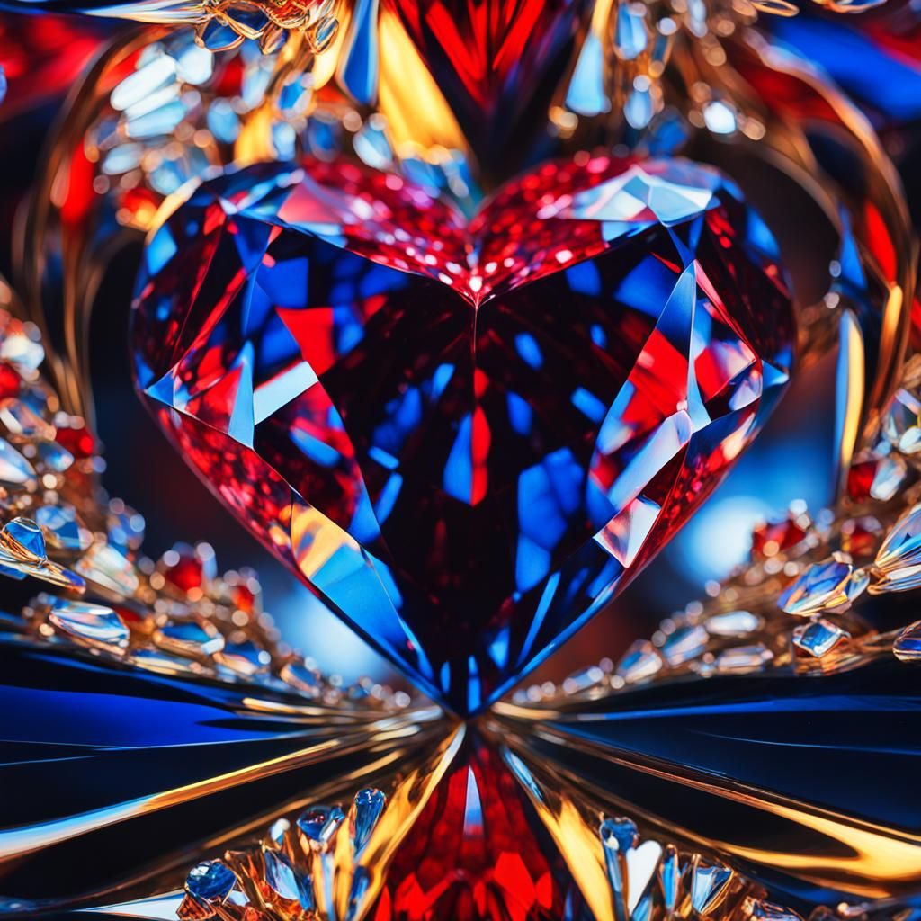 Heart-Shaped Diamond in Prismatic Splash Art