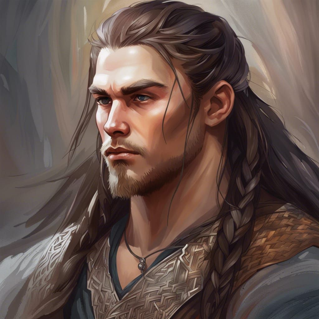 Viking Man Portrait in Hyperdetailed Digital Art Style