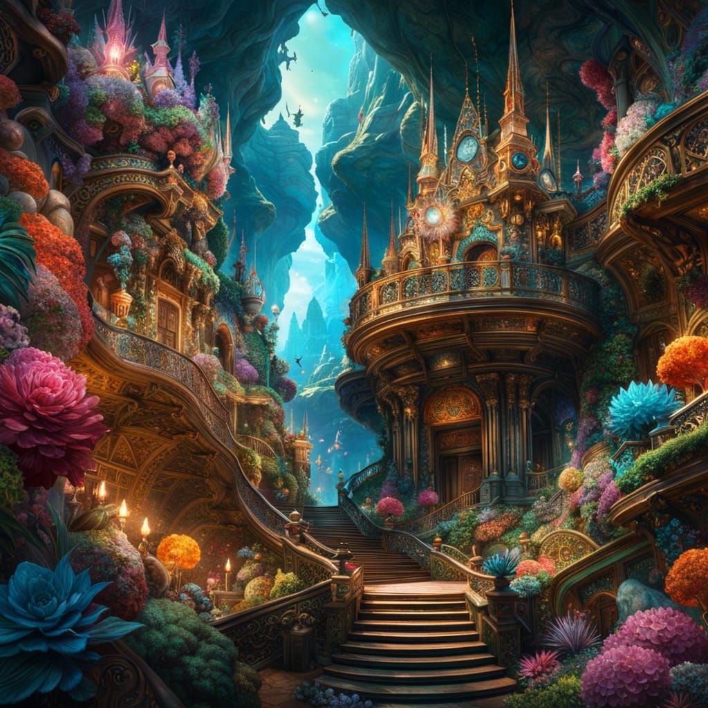 Sparkling Geode in Intricate Fantasy Cave System