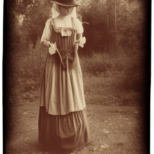 Vintage Sepia Photograph of a Witch