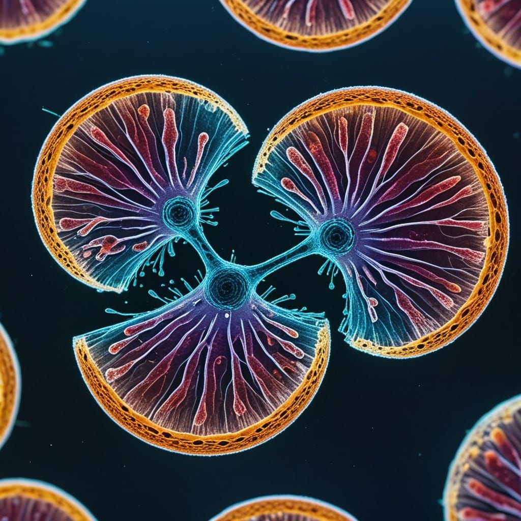 Tiny Cells Picnic Under Microscope Lens