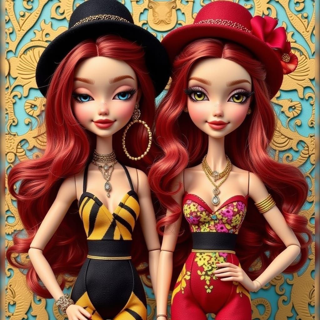 Barbie & Ken as Bonnie & Clyde Pop Art