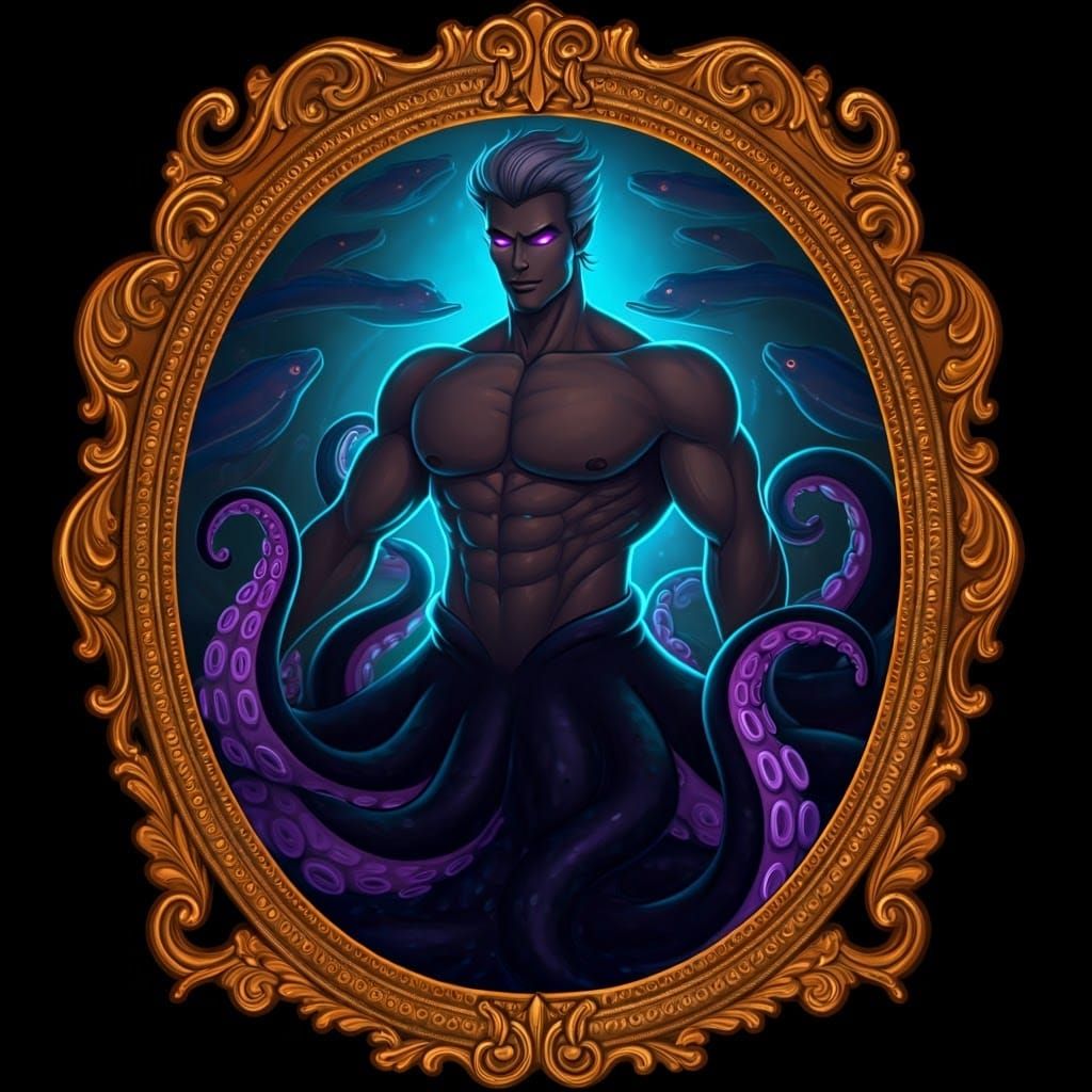 Eldritch Sea God Reflected in Art Nouveau Mirror