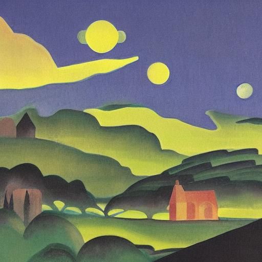 Silhouette Landscape in Vintage Animation Style