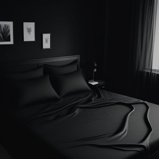 Monochromatic Black Bedroom Scene