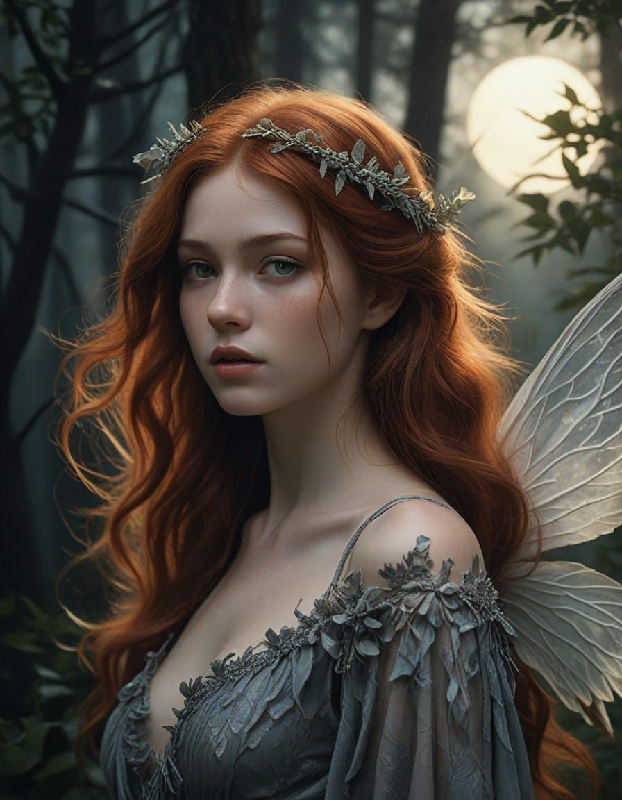 Ethereal Fairy in Dreamlike Moonlit Forest