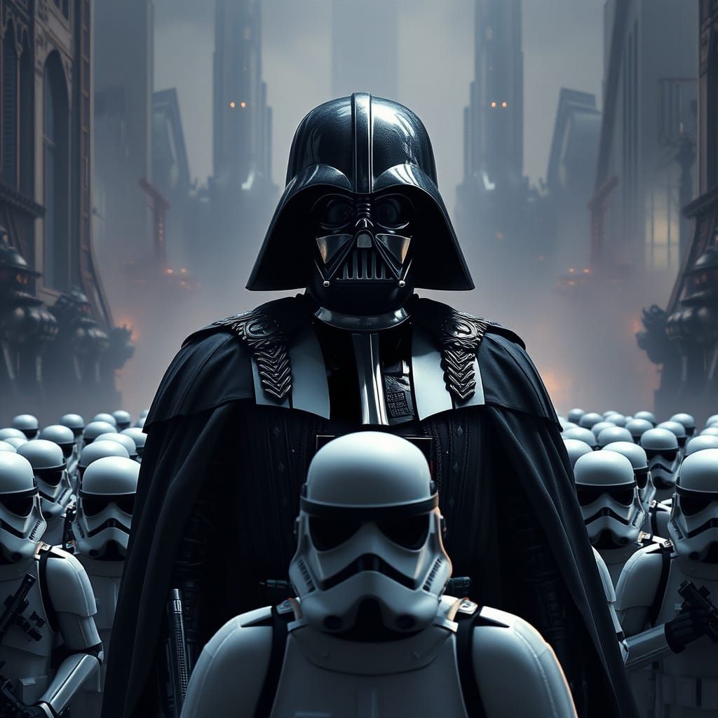 Galactic Empire's Dark Lord Surveys Imperial Legions