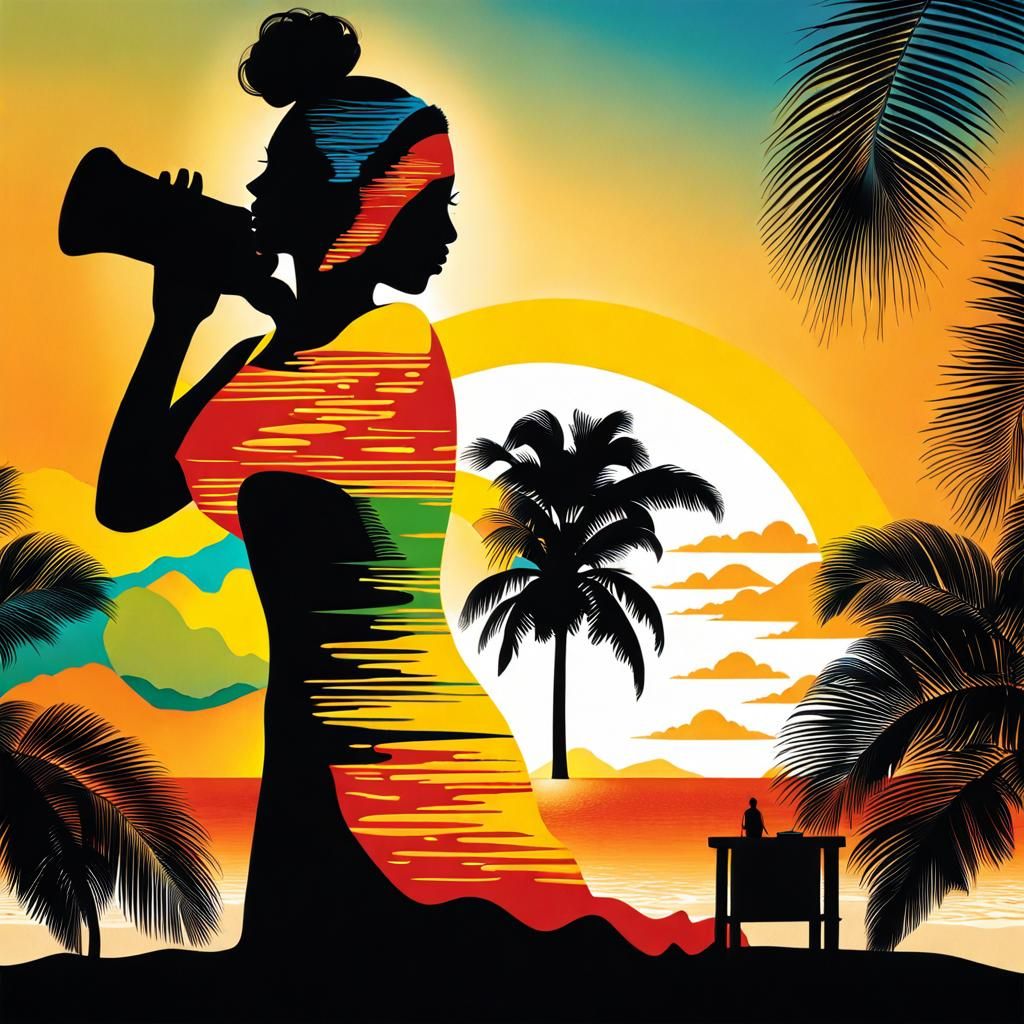 Silhouette Art: Woman Applying Sunscreen