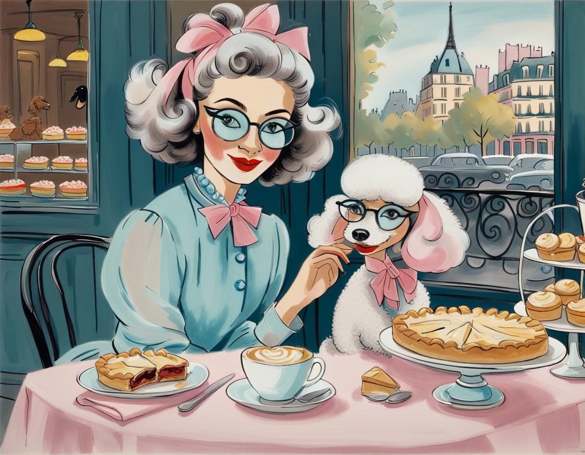 Parisian Fashionista and Poodle Share Pie