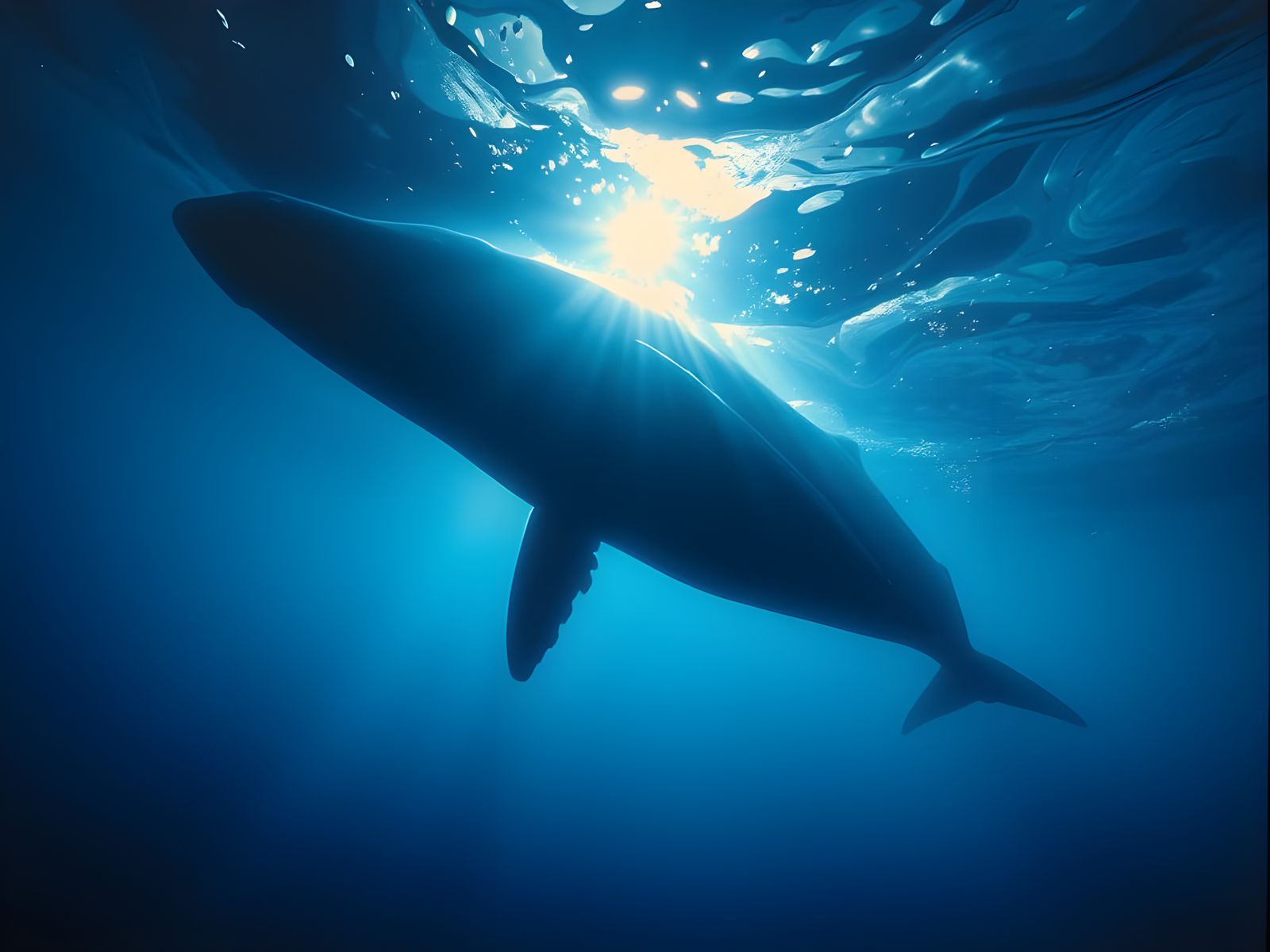 Underwater Whale Silhouette in Acrylic Paint Style