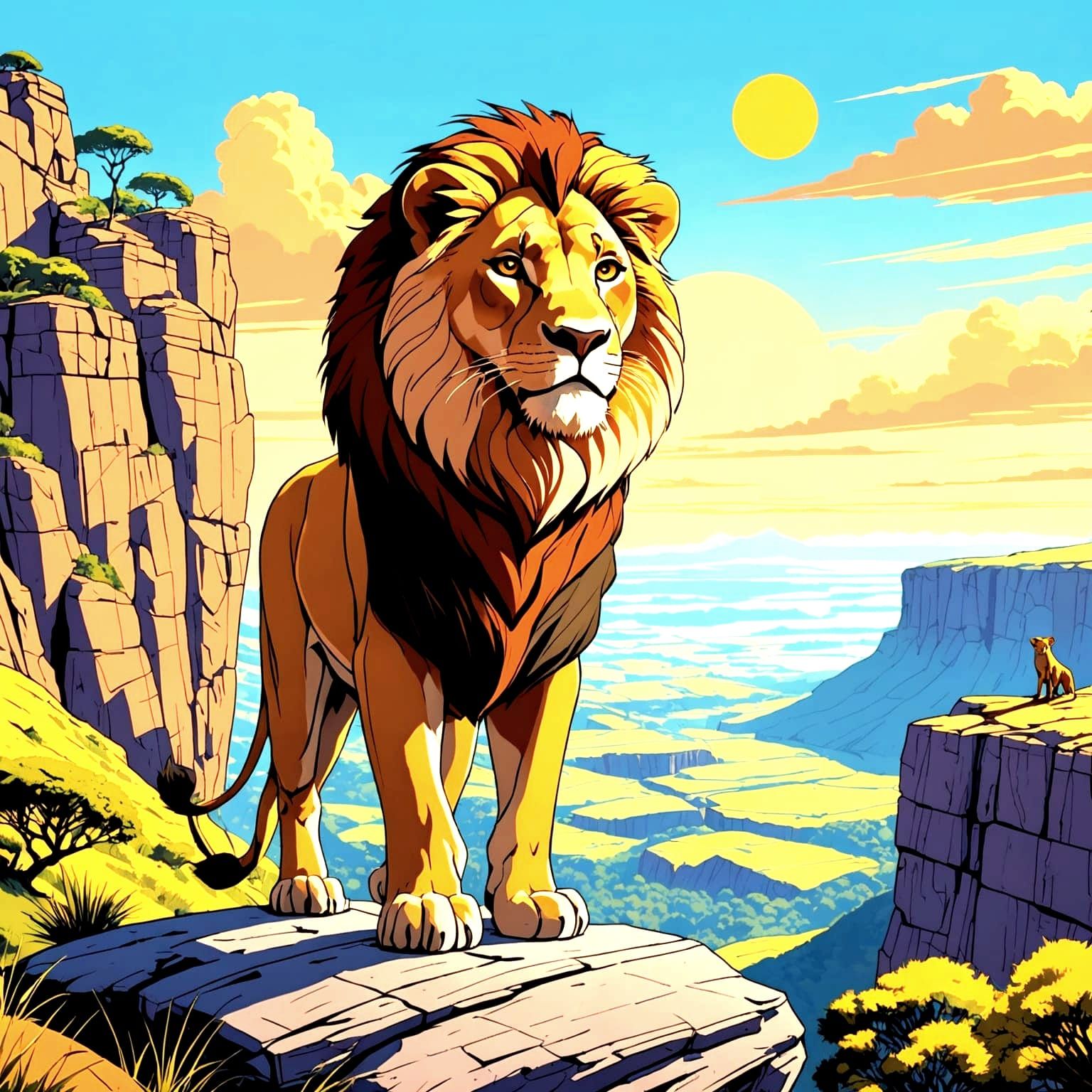 Simba Overlooks the Pride Lands: A Pop Art Screen Print
