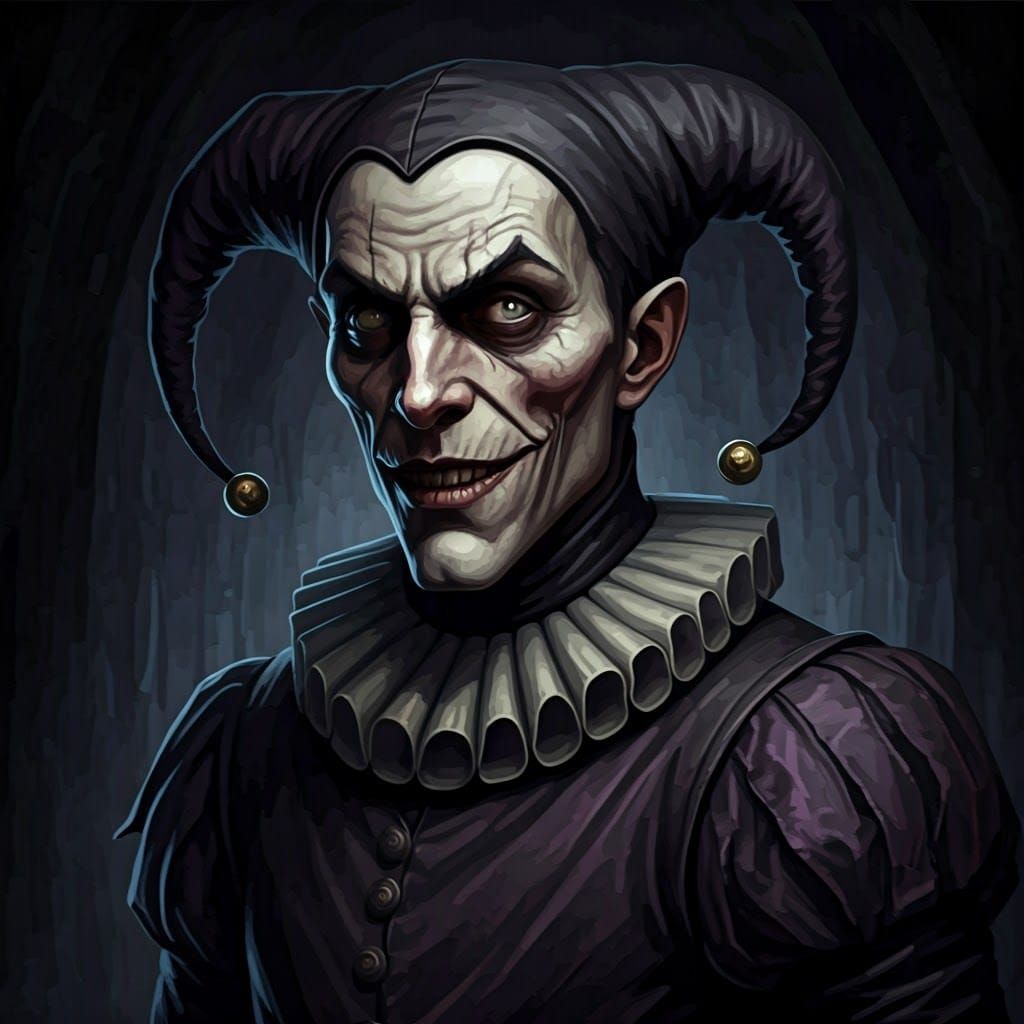 Sinister Jester in Gothic Horror Style