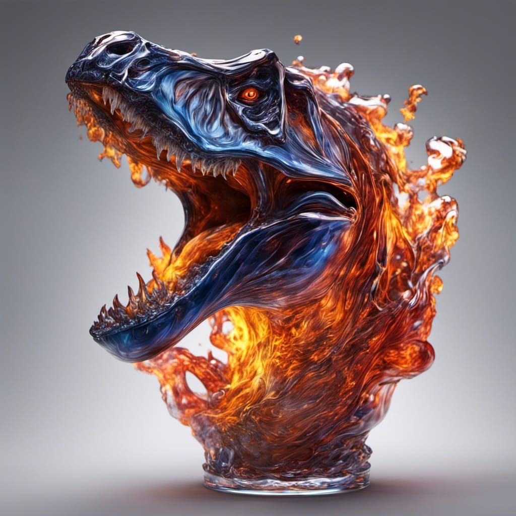 Fiery Glass T-Rex Digital Art