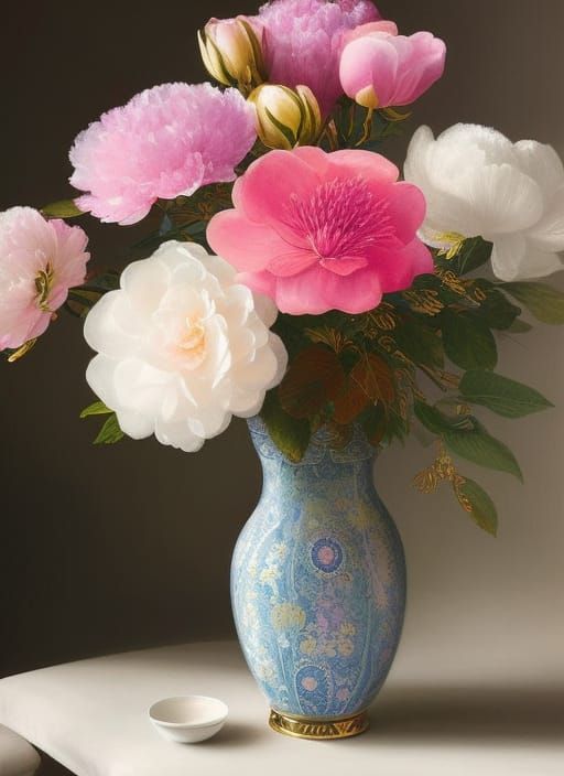Dreamy Carnation Still Life as Matte Painting