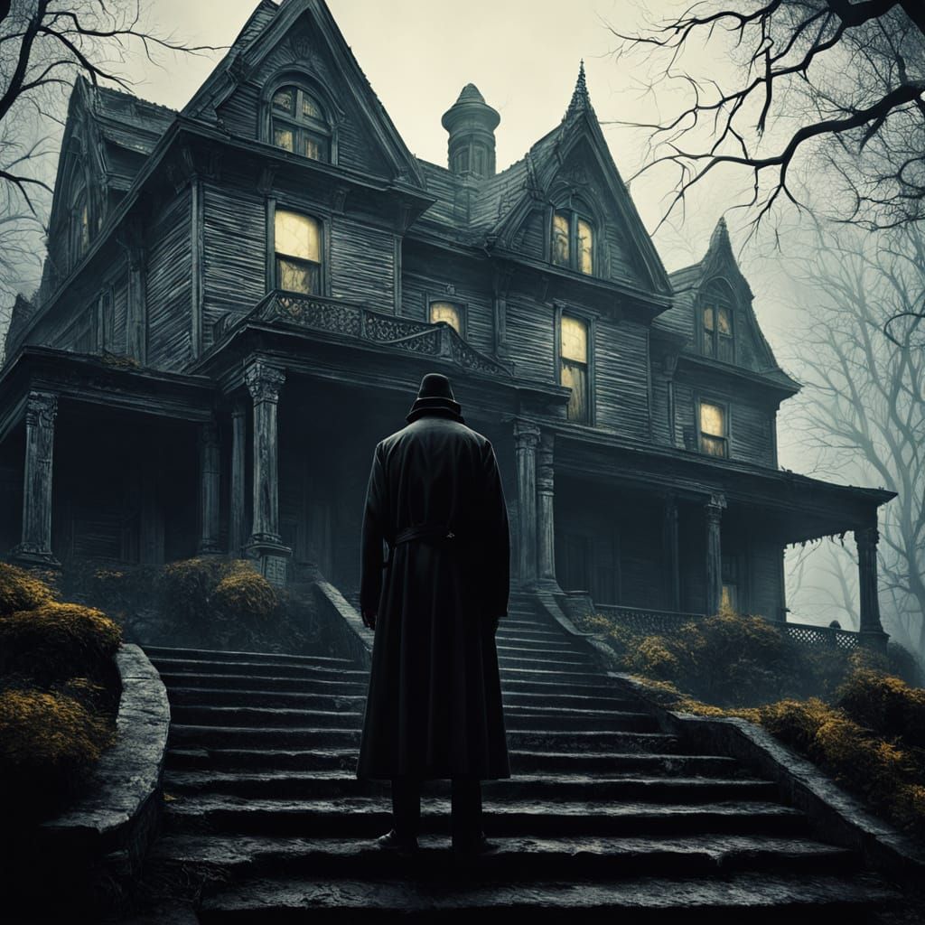 Lovecraftian Horror at Decrepit Manor: Vintage Pulp Illustra...