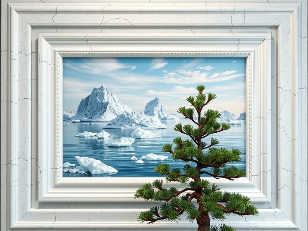 Ornate Plaster Frame with Iceberg Landscape