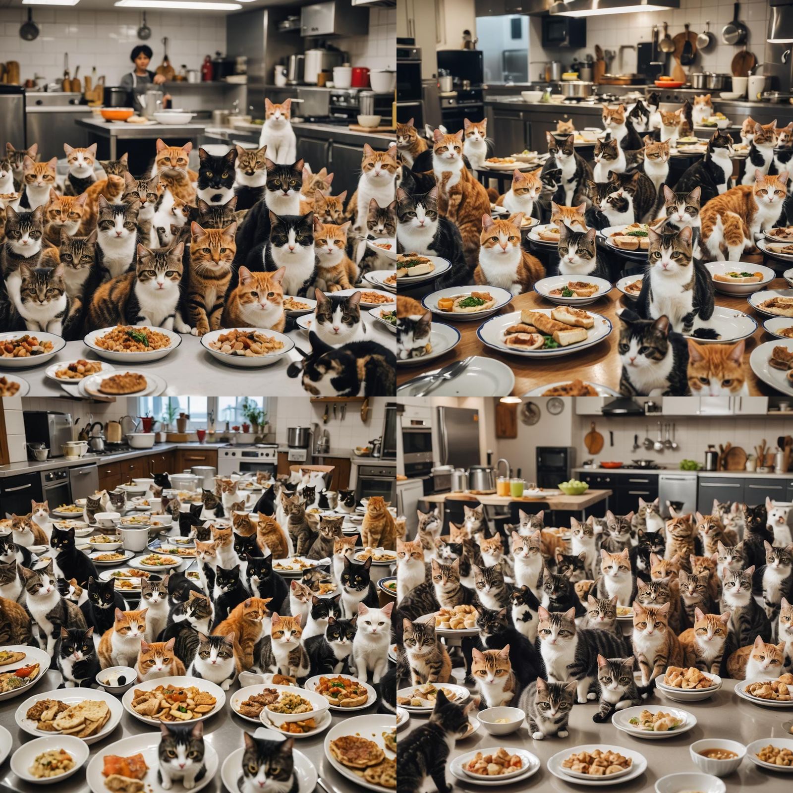 Cats Awaiting Food in Kitchen: Professional Photography