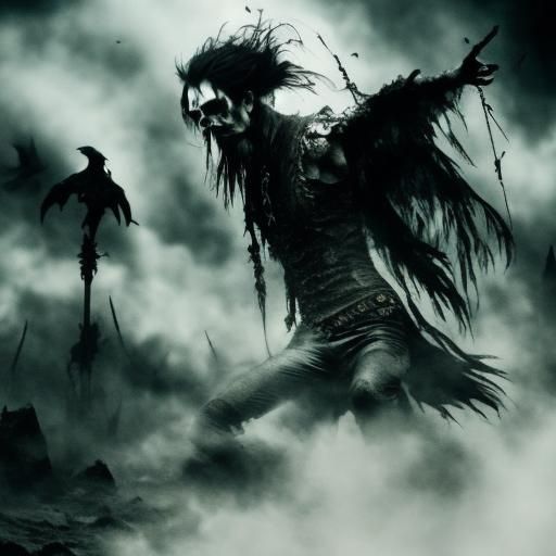 Gothic Metal Goddess in Cinematic Film Still