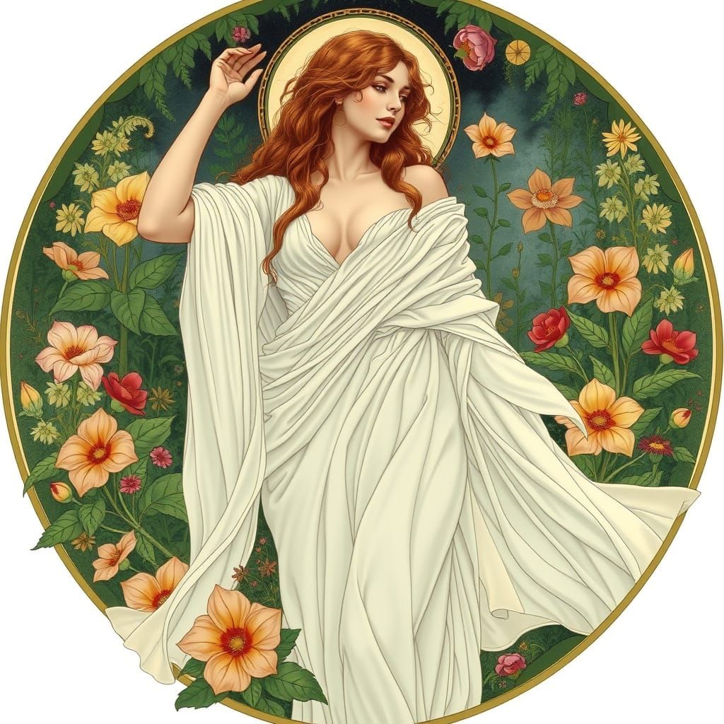 Goddess of Love in Dreamy Art Nouveau Splendor