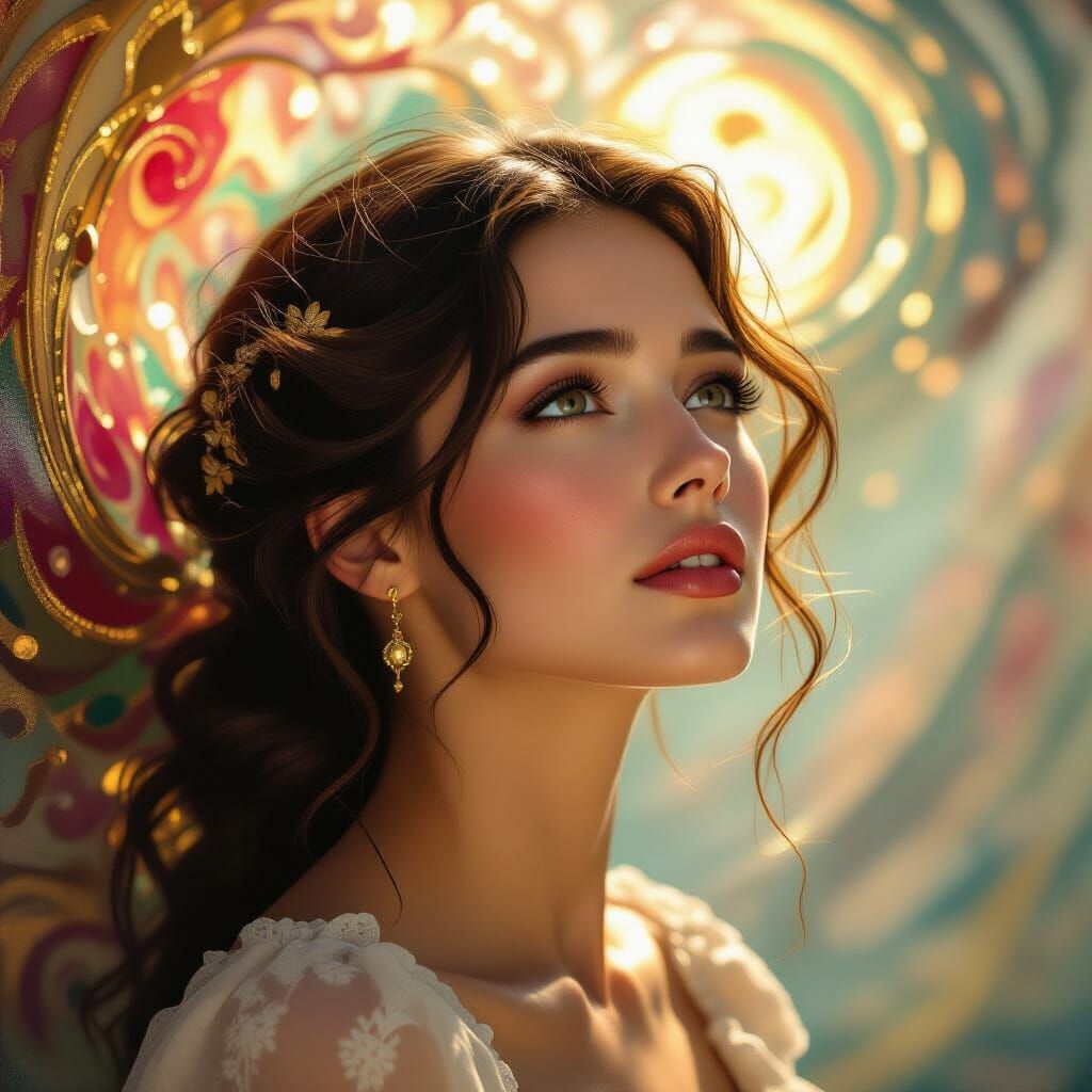 Woman's Devotion in Ethereal Light