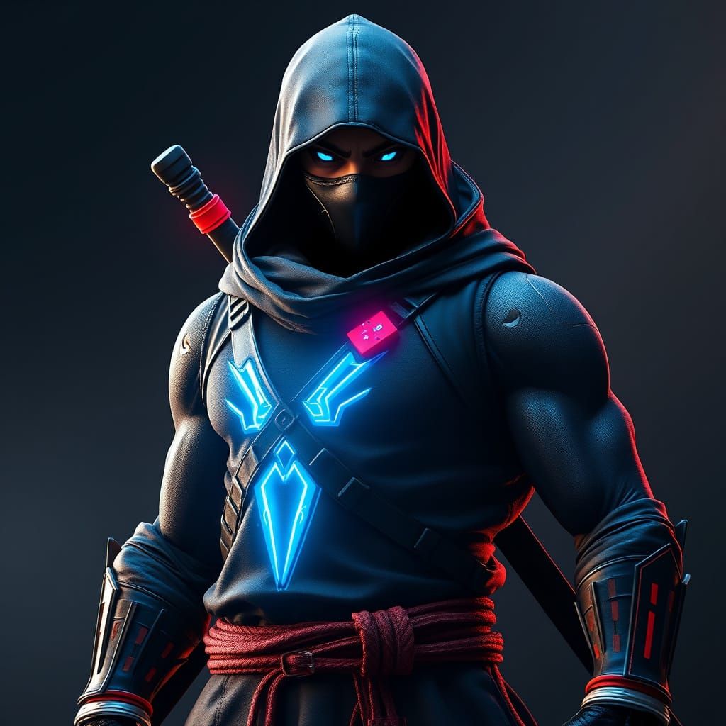 Heroic Ninja Figure in Intense Glow
