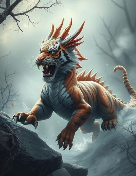 Fearsome Dragon-Tiger Hybrid Creature