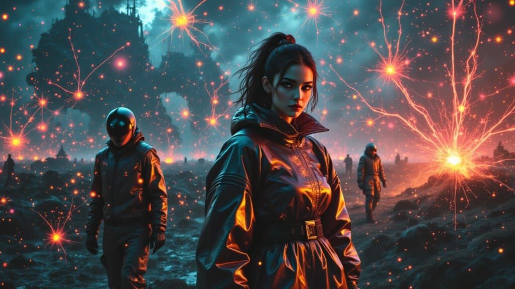 Glowing Coat Cyberpunk Fugitive in Murraypunk Style