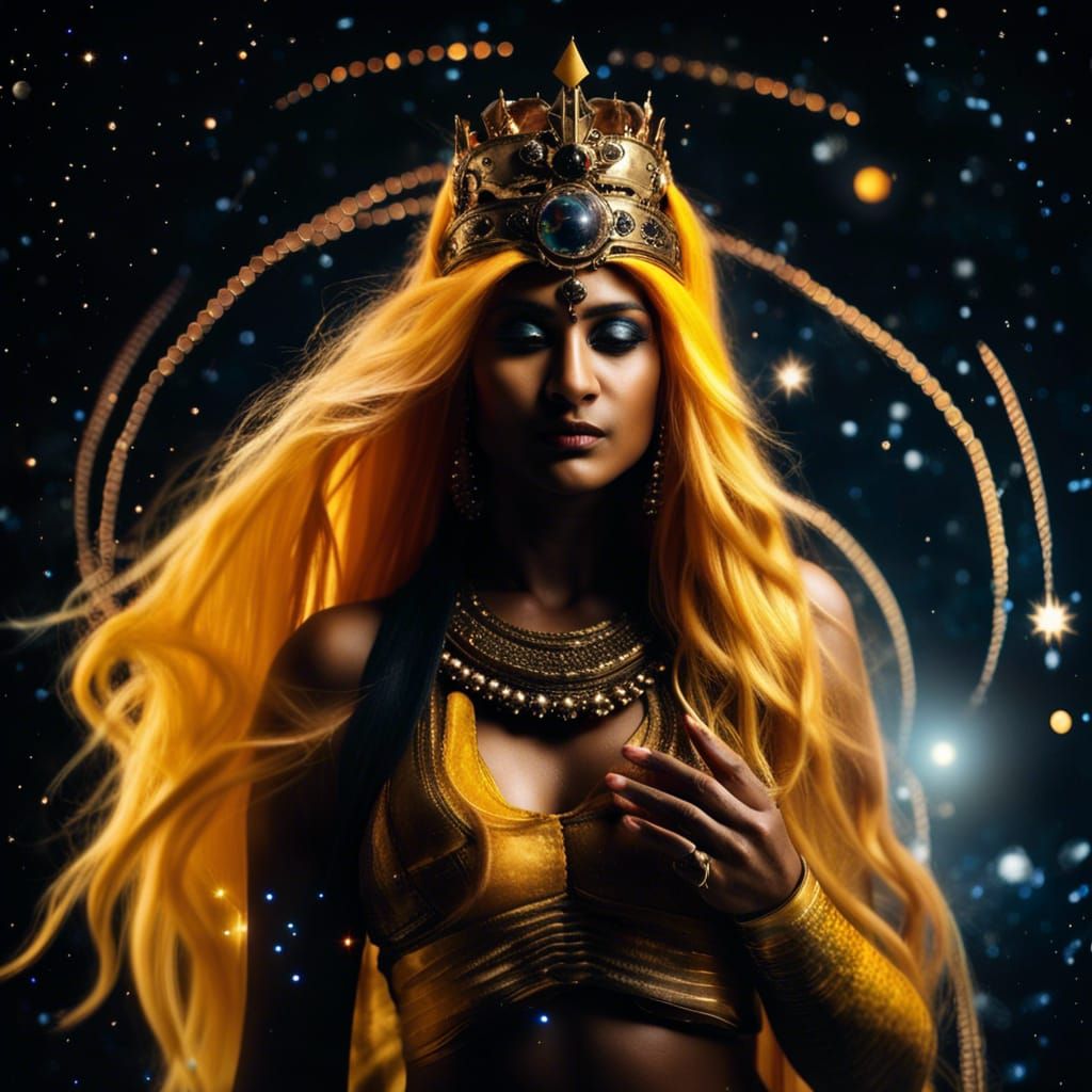 Indian Goddess of Space with Solar System Dhoti