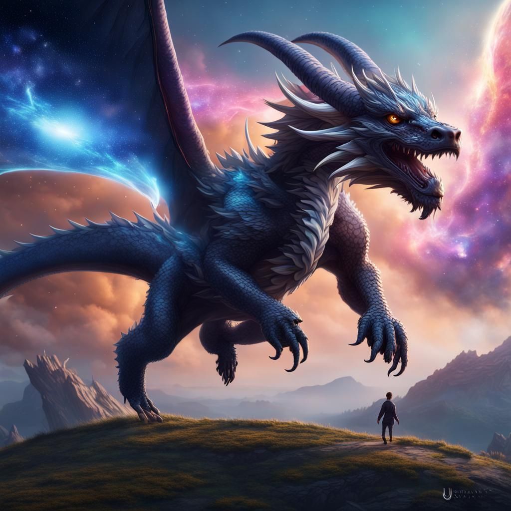 Galaxy Dragon Flight: Detailed Fantasy Concept Art