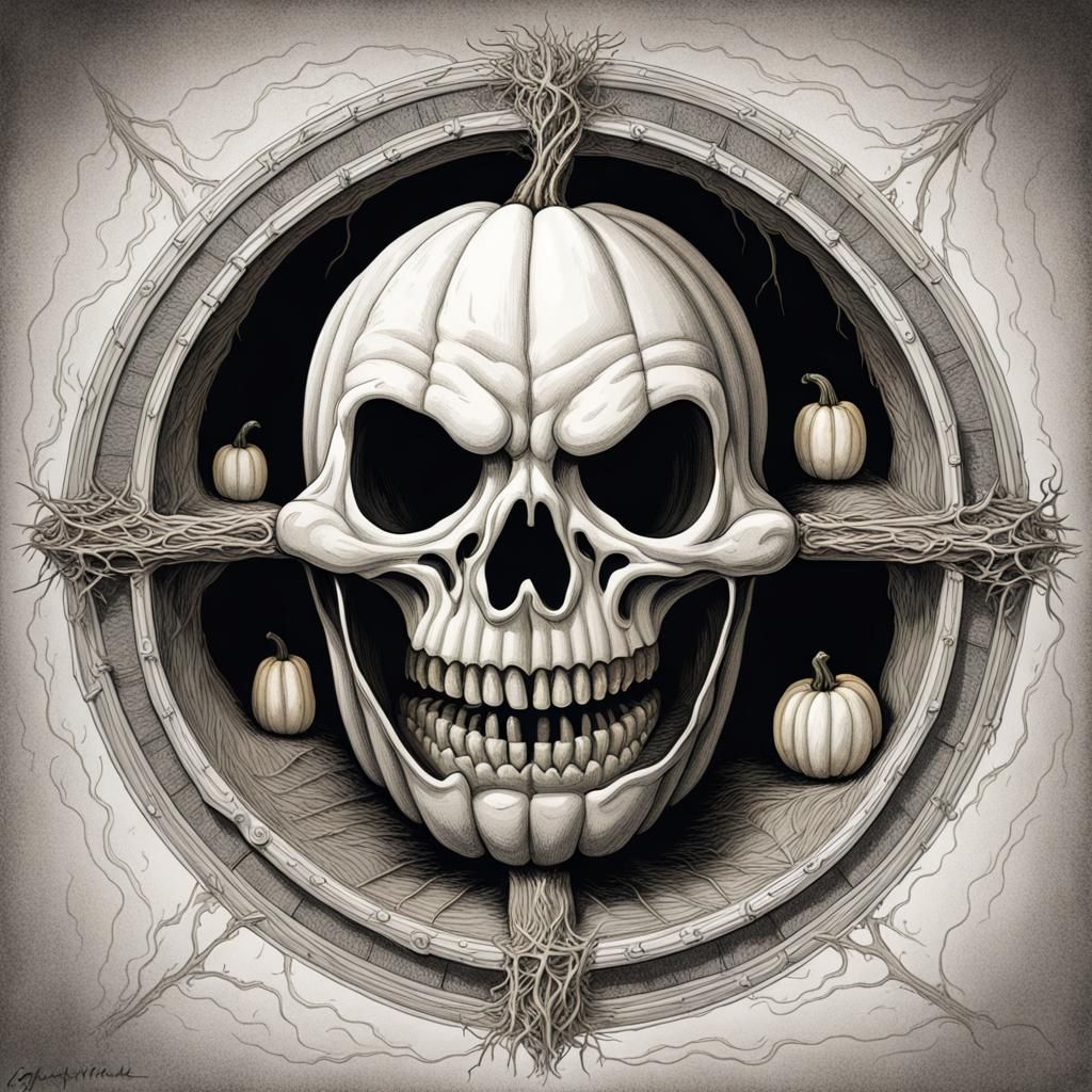 Split Jack-o'-Lantern Reveals Pumpkin Skeleton