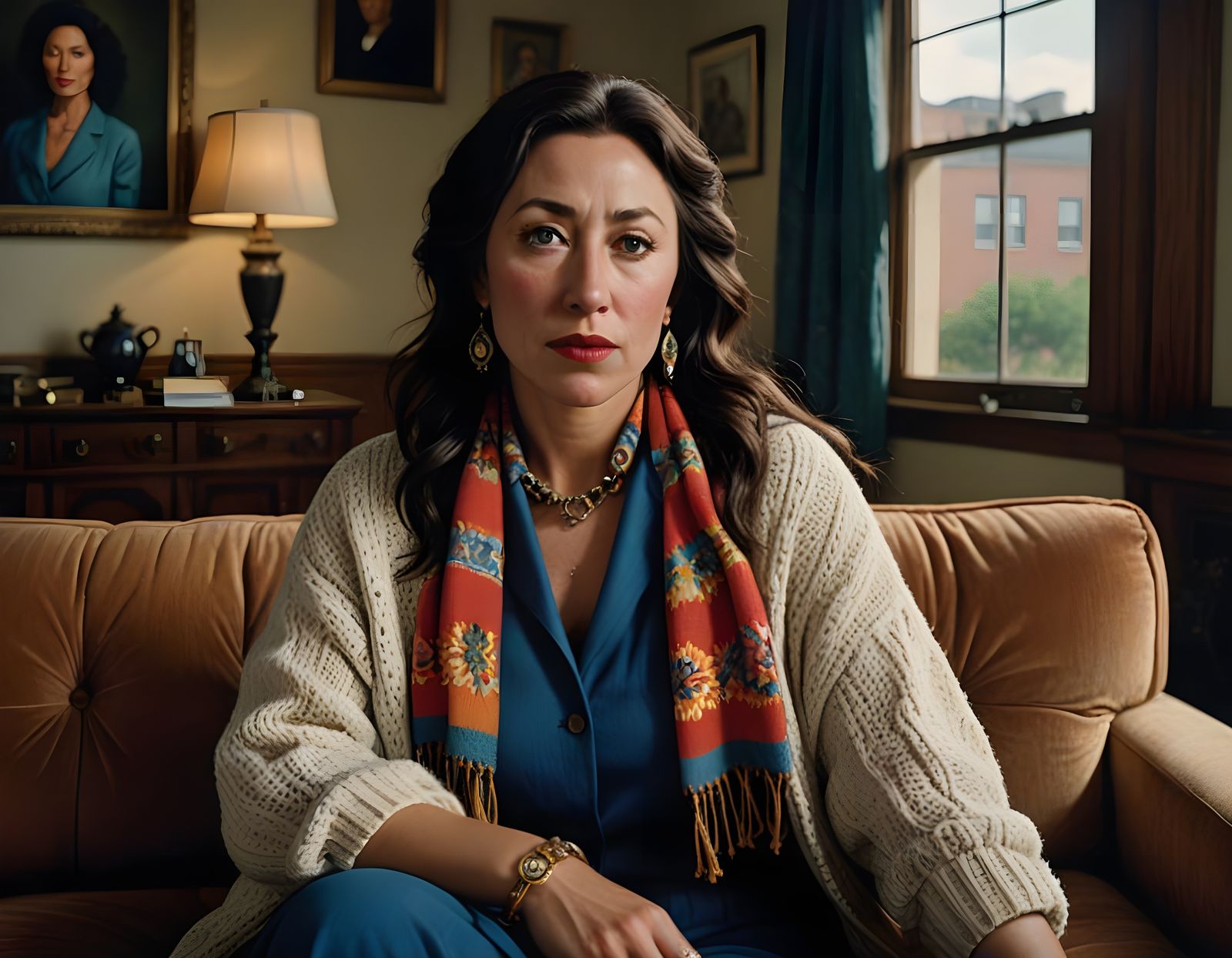 Native American Latina Goddess in Elegant Attire