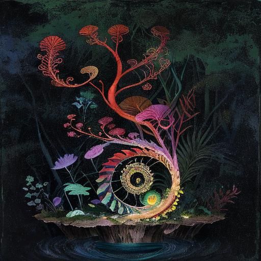 Ethereal Forest and Ocean Reflection in Impressionist Style