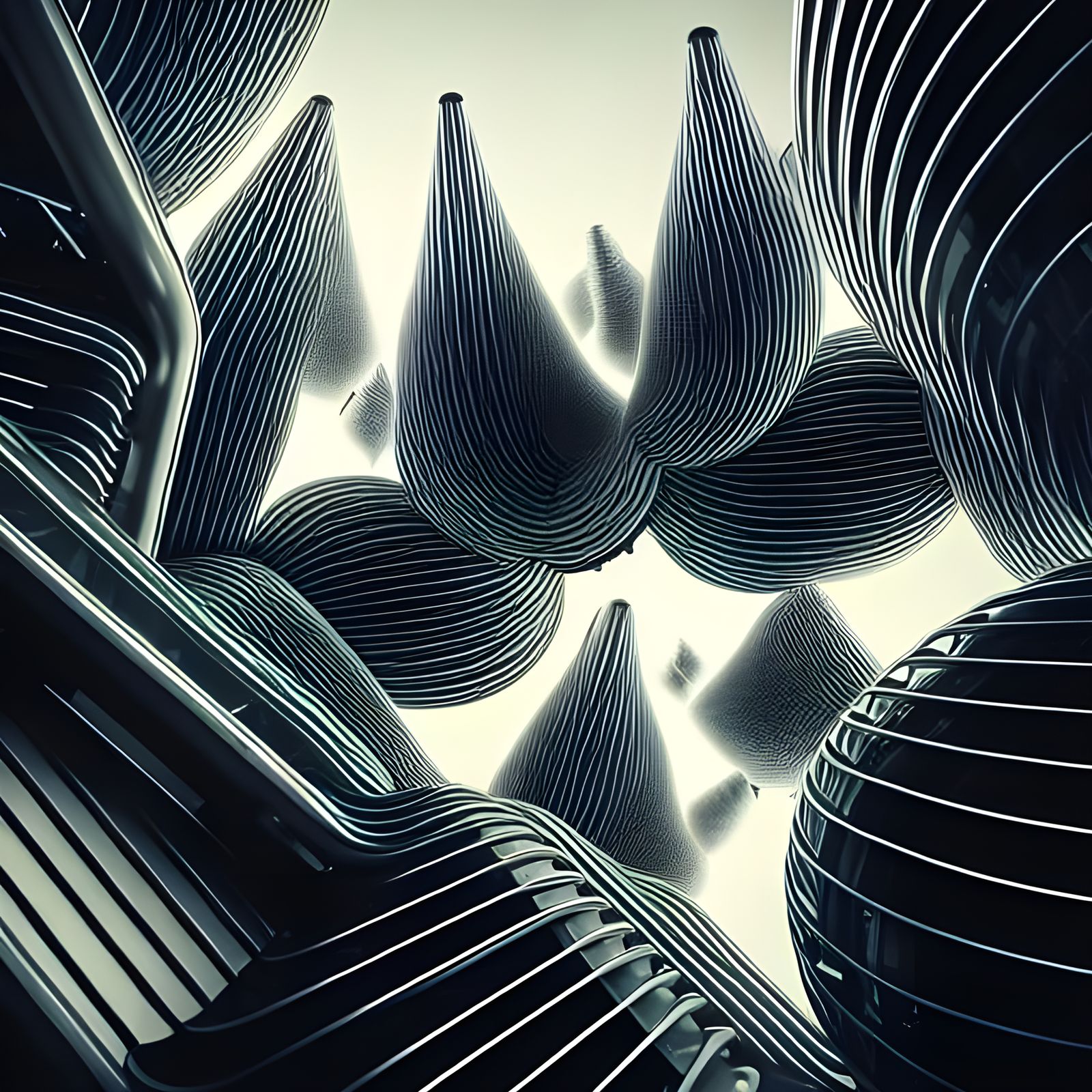 Futuristic Cityscape from Street Level in Hypermaximalist St...