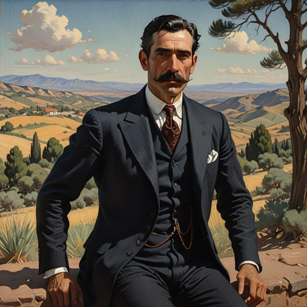 Formal Portrait of a Dapper Gentleman in Spanish Countryside