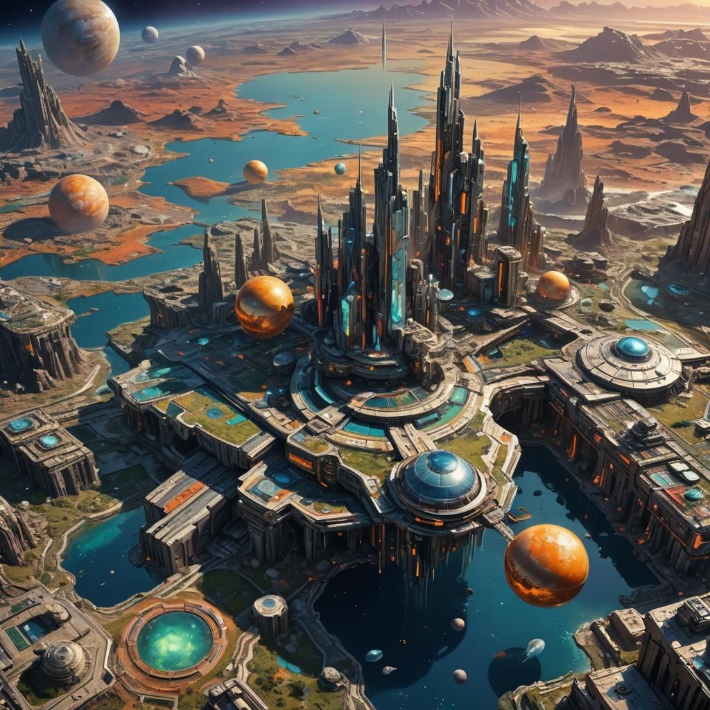 Futuristic Mercury Civilization: Hyperrealistic Splash Art