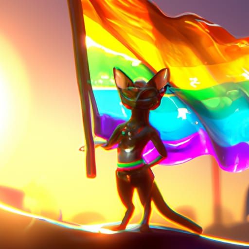 Lesbian Pride Cat in Hyperdetailed Art Style