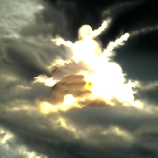 Golden Figure Reaching from Clouds in Divine Light