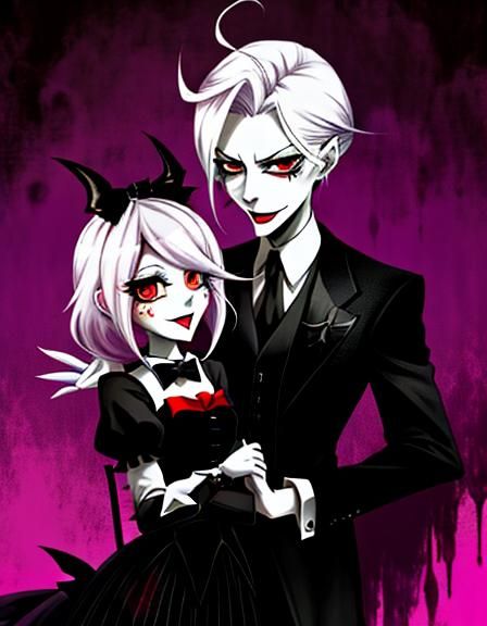 Anime Lucifer and Charlie from Hazbin Hotel