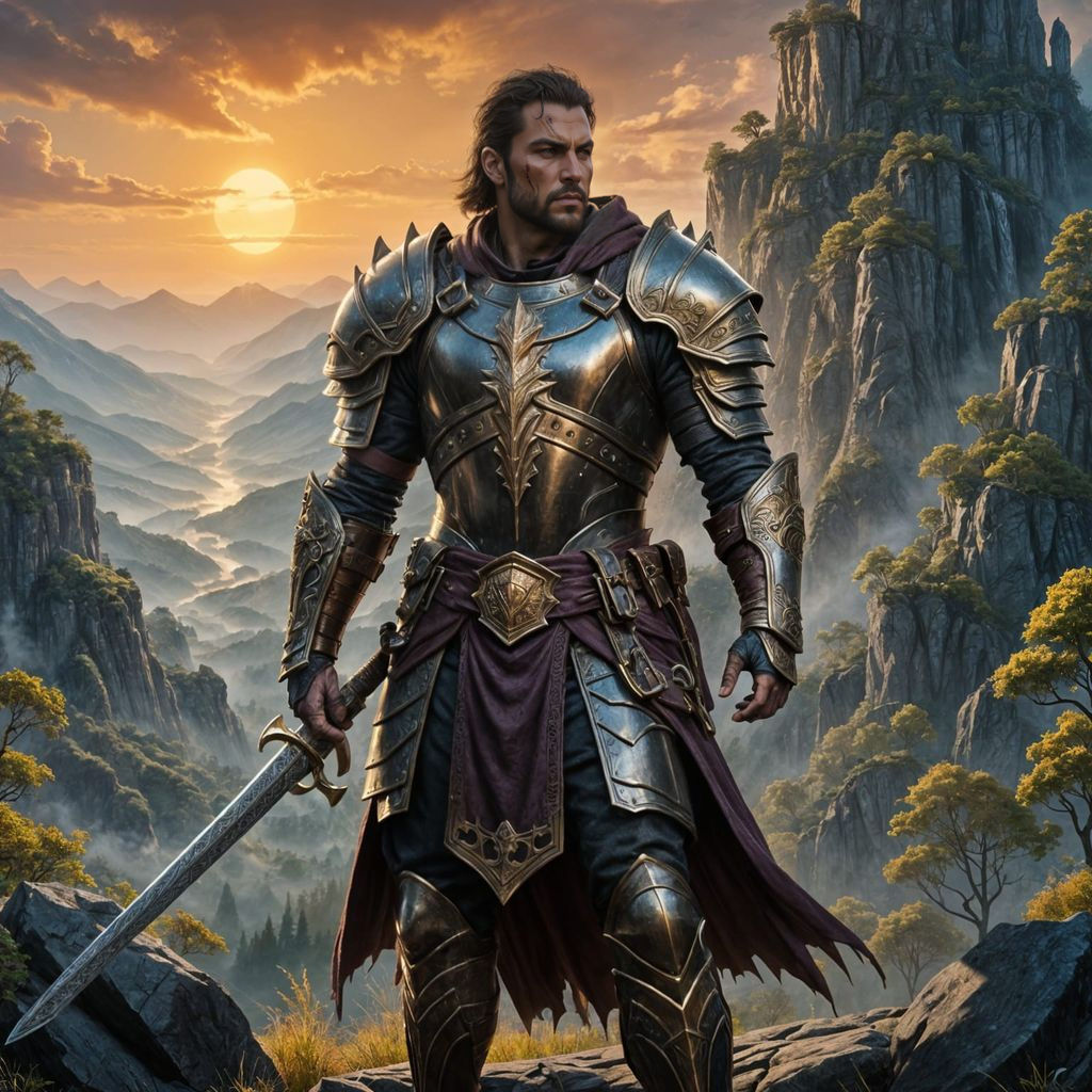 Epic Fantasy Warrior in Rugged Leather Armor