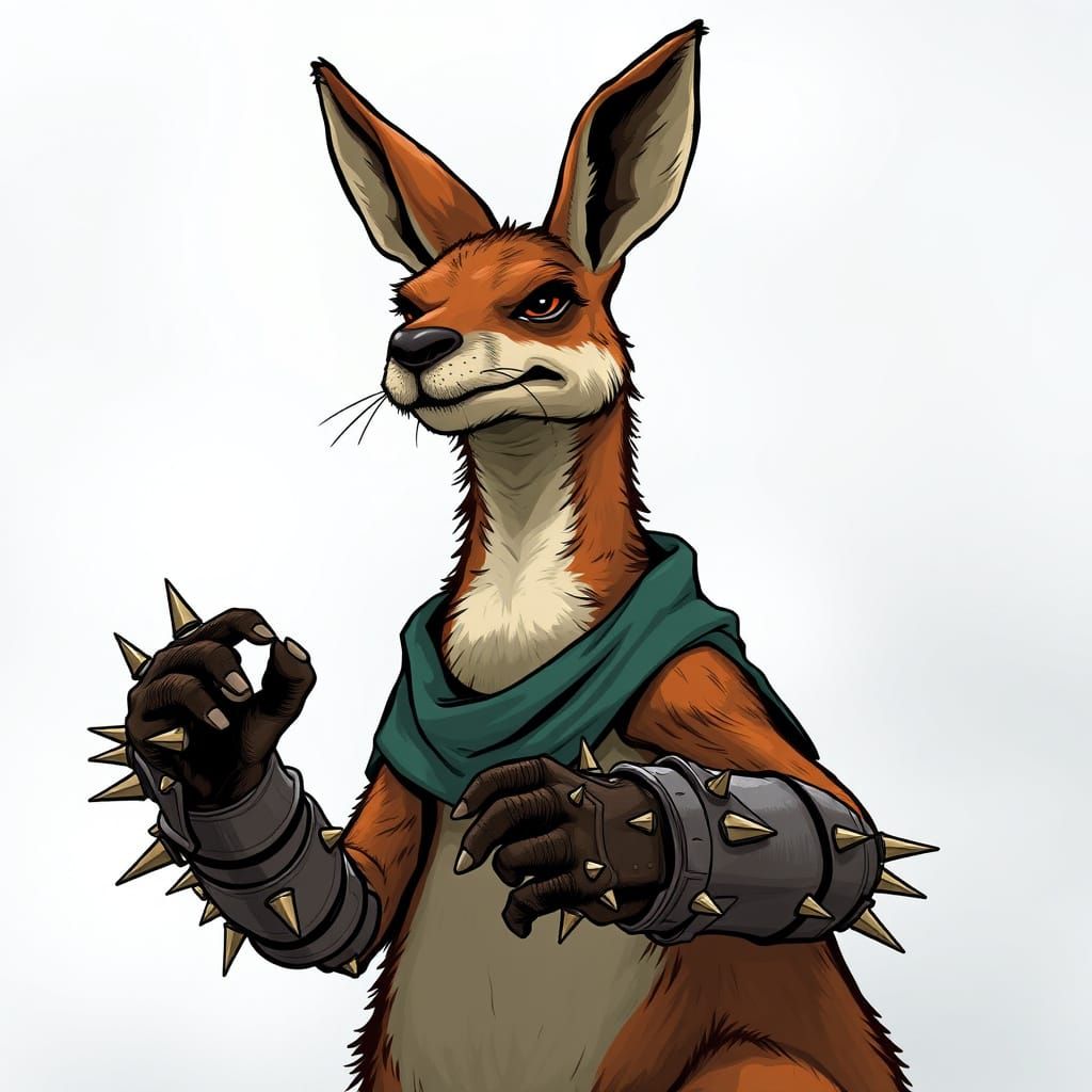 Kangaroo with Spiked Gauntlets: Digital Illustration