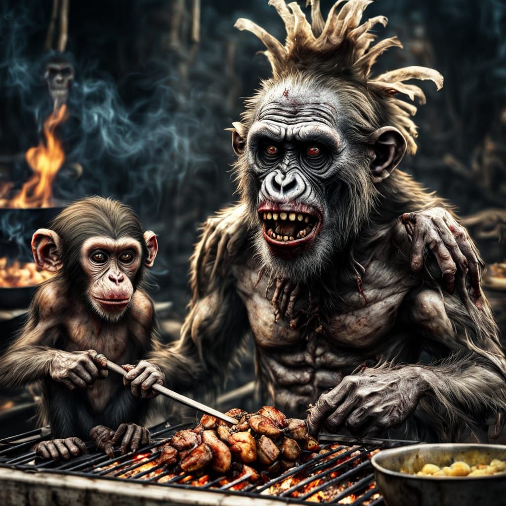 Cannibal Tribe's Twisted Carnival Scene in Hyperrealistic De...