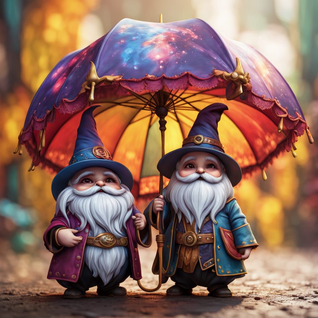 Wizardly Umbrella Chibis Cast Magic