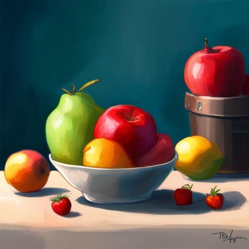 Pixar-Style Fruit Bowl Still Life