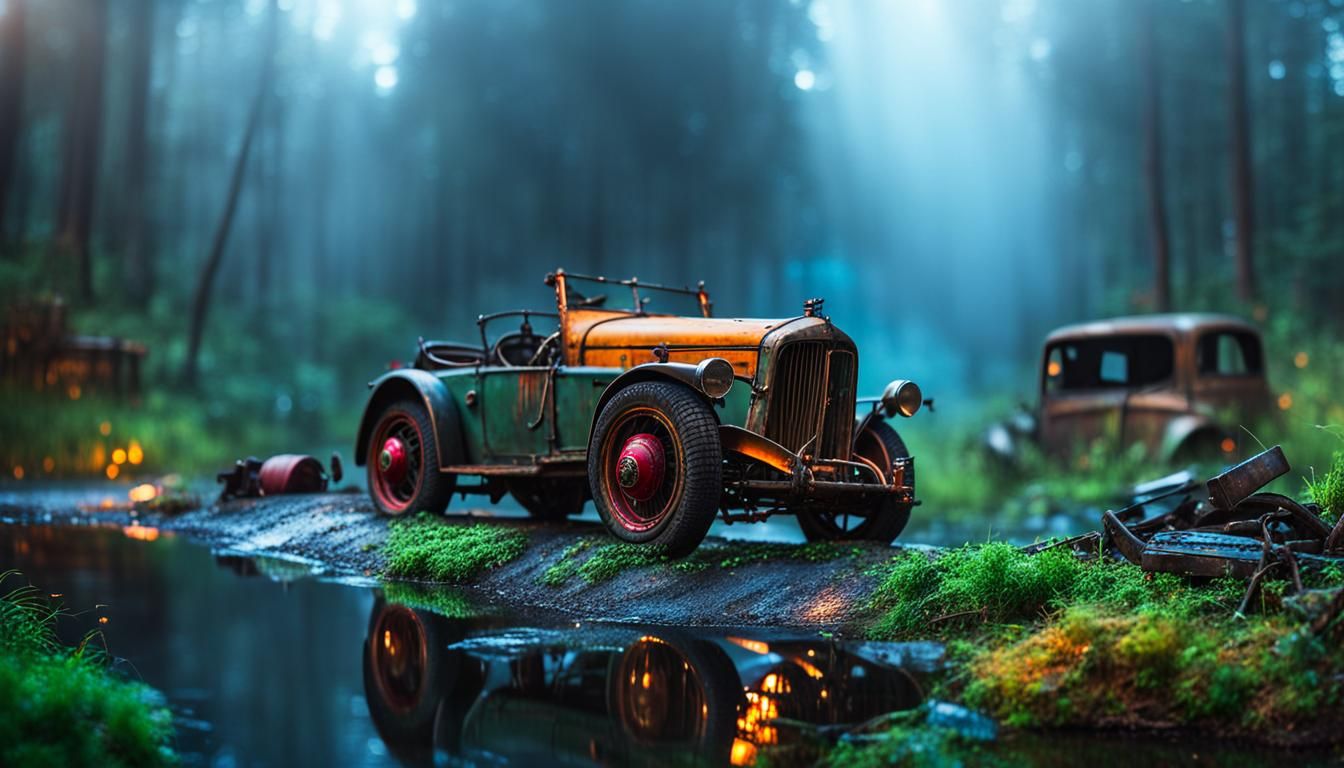 Post Apocalyptic Car in Wonderland: Splash Art