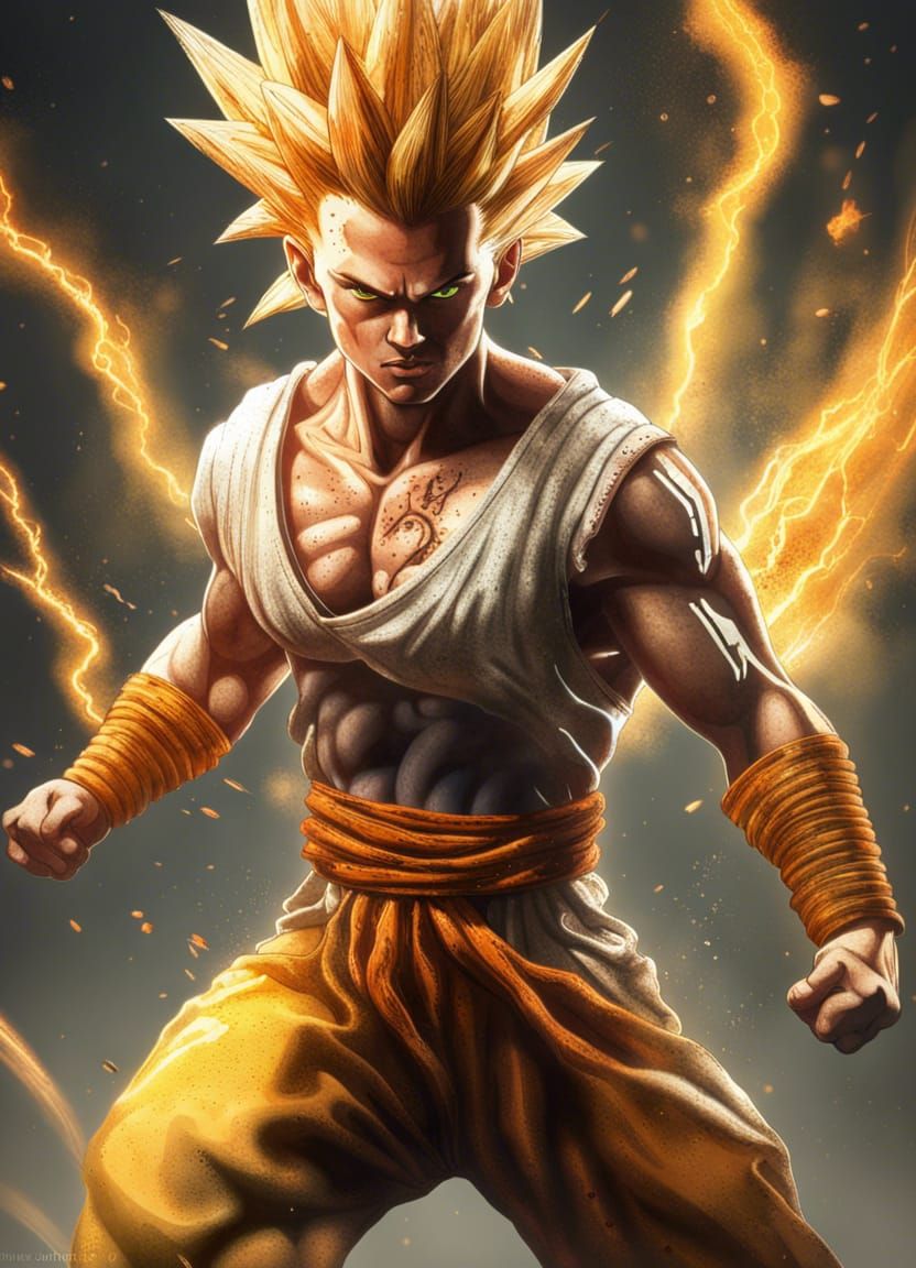 Hyperrealistic Super Saiyan Powers Up