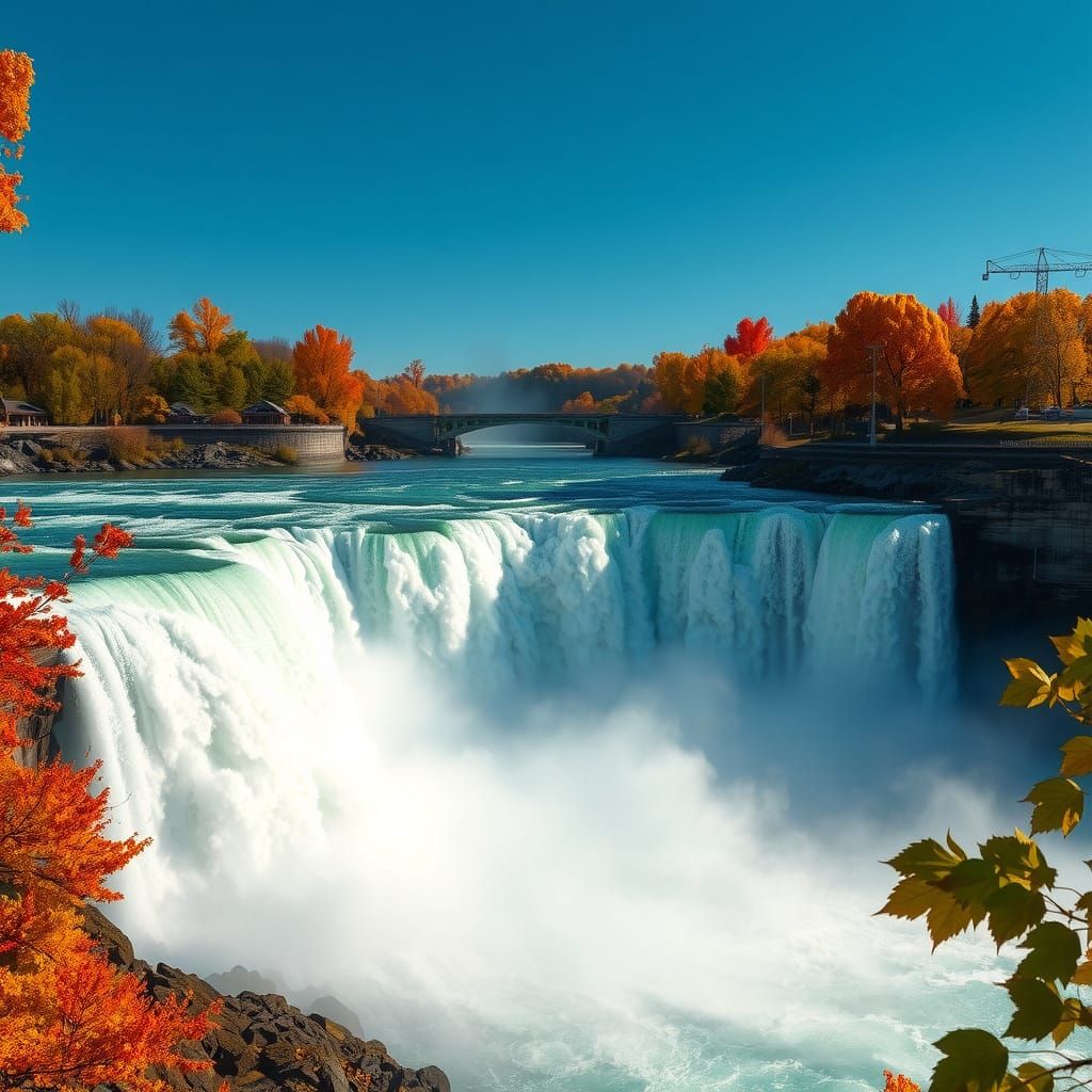 Niagara Falls Autumn Masterpiece with Volumetric Lighting